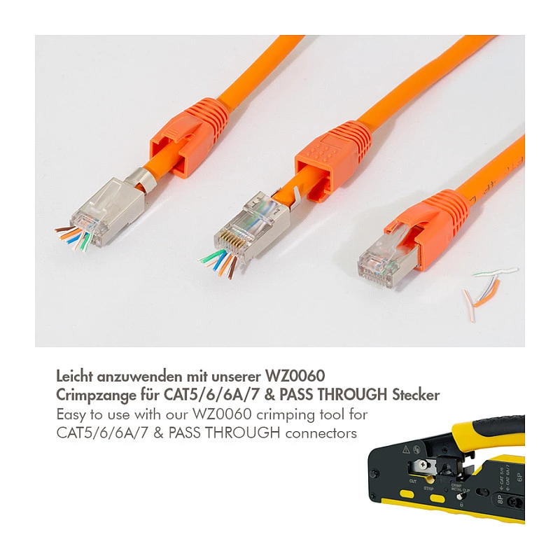 LogiLink Modularais spraudnis RJ45 Cat.6A STP Pass Through, 10 gab. iepakojums