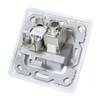 LogiLink NK4020 Keystone sienas plāksne, iegremdēta montāža, 2 moduļi, signālbaltā