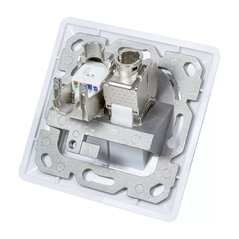 LogiLink NK4020 Keystone sienas plāksne, iegremdēta montāža, 2 moduļi, signālbaltā