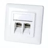 LogiLink NK4020 Keystone sienas plāksne, iegremdēta montāža, 2 moduļi, signālbaltā
