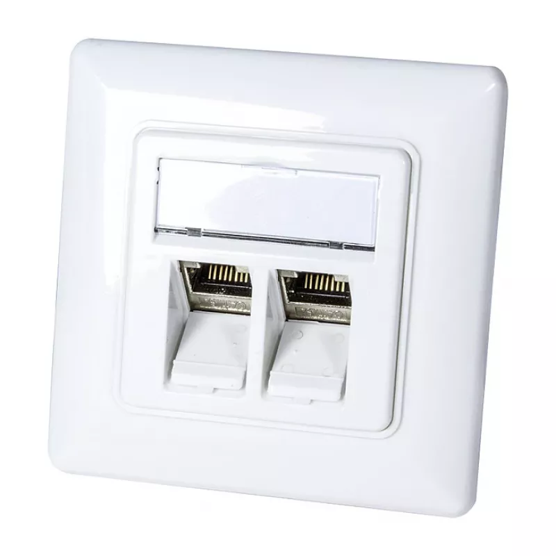 LogiLink NK4020 Keystone sienas plāksne, iegremdēta montāža, 2 moduļi, signālbaltā