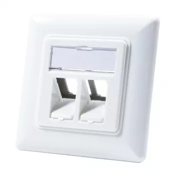 LogiLink NK4020 Keystone sienas plāksne, iegremdēta montāža, 2 moduļi, signālbaltā