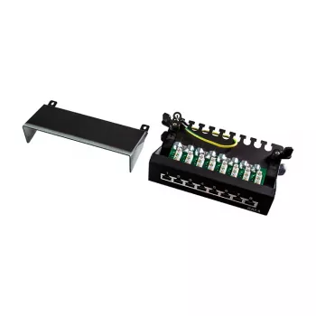 LogiLink NP0017B komutācijas panelis – 8 portu Cat6 STP, piestiprināms pie sienas/zem galda, melns