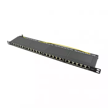 Logilink NP0063 24-portu Cat6A STP sadales panelis 19 collu 0.5U melns