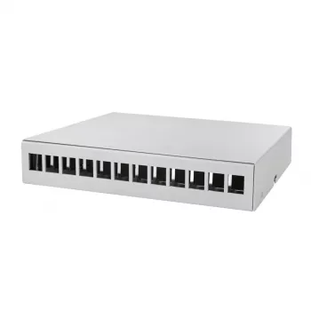 LOGILINK NP0094 Konsolidācijas punkta kārba 12 portiem, galda/sienas/DIN sliedes montāžai, gaiši pelēka