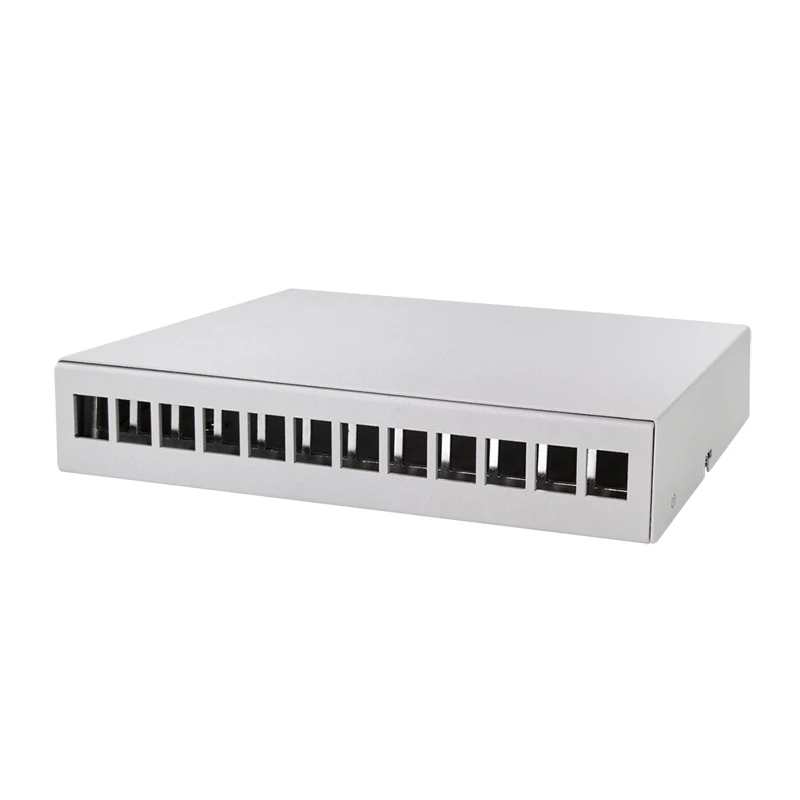 LOGILINK NP0094 Konsolidācijas punkta kārba 12 portiem, galda/sienas/DIN sliedes montāžai, gaiši pelēka