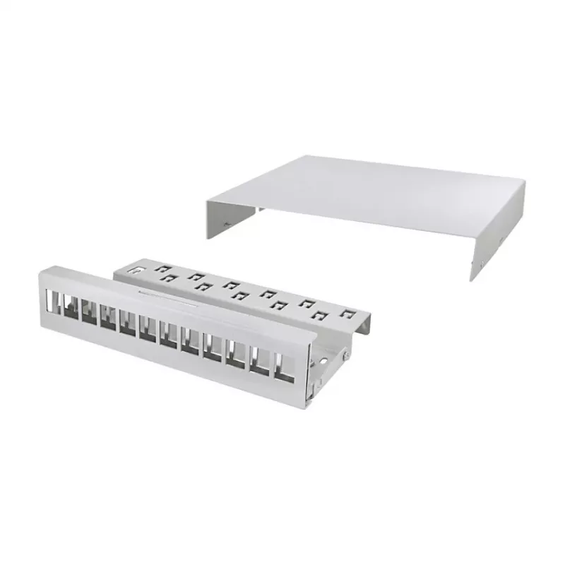 LOGILINK NP0094 Konsolidācijas punkta kārba 12 portiem, galda/sienas/DIN sliedes montāžai, gaiši pelēka