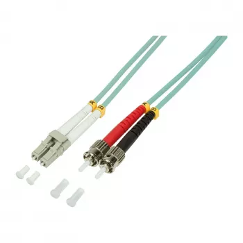 LogiLink OM3 LC uz ST Duplex Multimode optisko šķiedru patch kabelis, 1m, LSZH Aqua