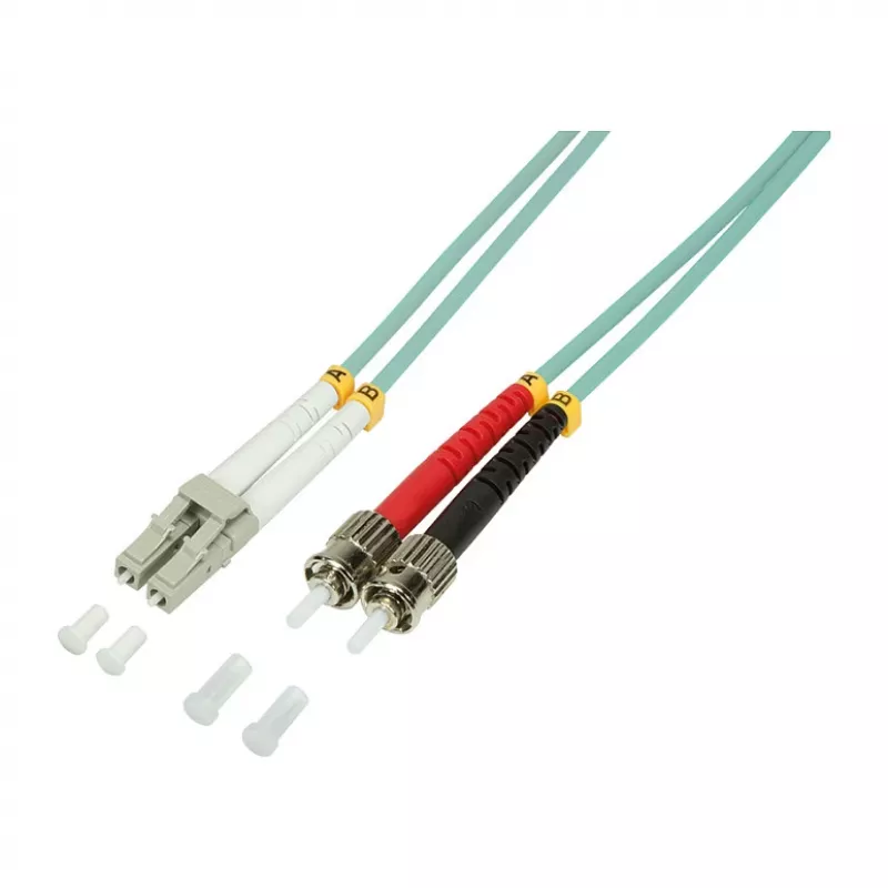 LogiLink OM3 LC uz ST Duplex Multimode optisko šķiedru patch kabelis, 1m, LSZH Aqua
