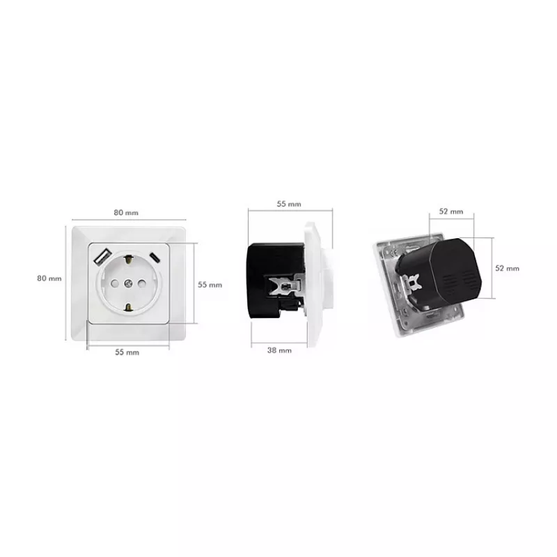 LOGILINK PA0253 Sienas kontaktligzda ar 1 Schuko kontaktligzdu, 1 USB-A un 1 USB-C uzlādes portu, 3.1A, balta