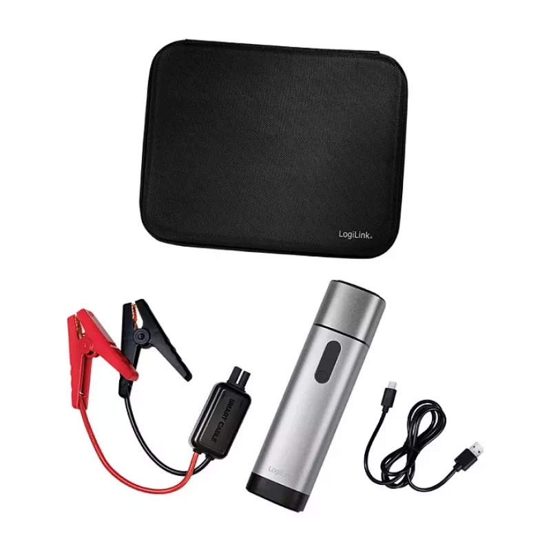 LogiLink PA0266 Auto iedarbināšanas iekārta un ārējais akumulators, 10000 mAh, 12V/400A maks., USB-C PD, LED lukturītis