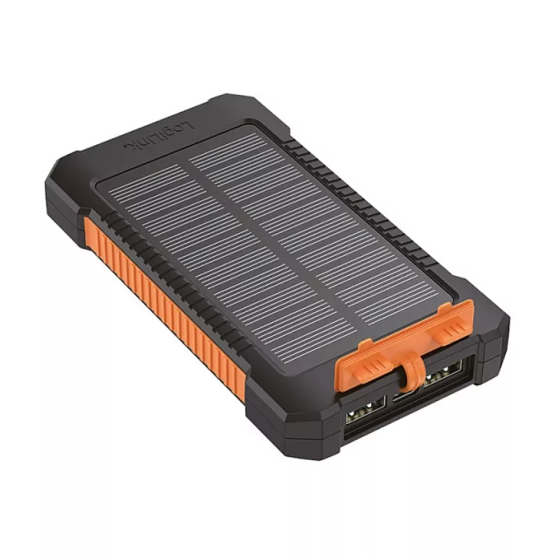 LogiLink PA0321 saules enerģijas ārējais akumulators 6000 mAh ar USB-C, IP65, melns