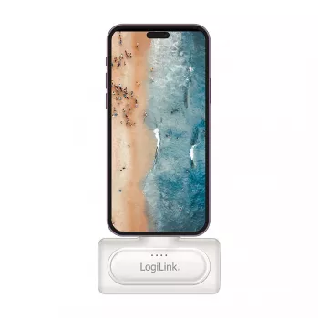 LogiLink PA0349W pārnēsājama ārējā baterija, 5000 mAh, LiPo, iebūvēts salokāms USB-C spraudnis un USB-C ports, balta