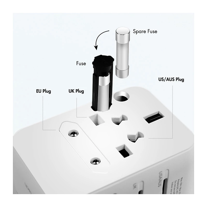 LOGILINK PA0357 USB-A/C ceļojumu lādētājs, 70 W GaN, 4 porti, 2x USB-A (QC), 2x USB-C (PD), plāns, balts