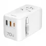 LOGILINK PA0357 USB-A/C ceļojumu lādētājs, 70 W GaN, 4 porti, 2x USB-A (QC), 2x USB-C (PD), plāns, balts