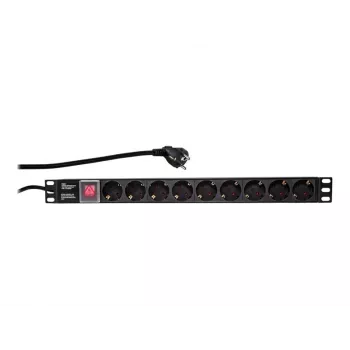 LogiLink Strāvas sadales bloks (montējams statīvā) - AC 250 V - 3500 W - Ieeja: CEE 7/7 - Izejas: 9 (strāvas)