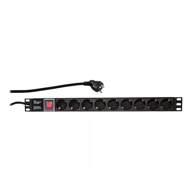 LogiLink Strāvas sadales bloks (montējams statīvā) - AC 250 V - 3500 W - Ieeja: CEE 7/7 - Izejas: 9 (strāvas)