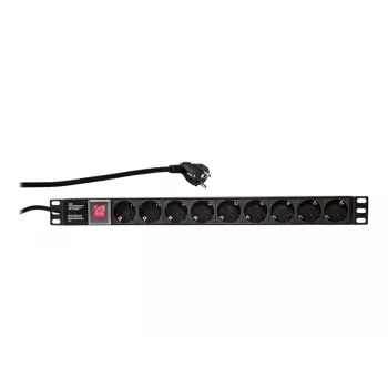 LogiLink Strāvas sadales bloks (montējams statīvā) - AC 250 V - 3500 W - Ieeja: CEE 7/7 - Izejas: 9 (strāvas)