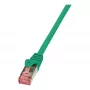 LogiLink PrimeLine CAT 6 S/FTP komutācijas kabelis, 0,25 m, zaļš, LSZH, bez aizķeršanās, 10 Gbps