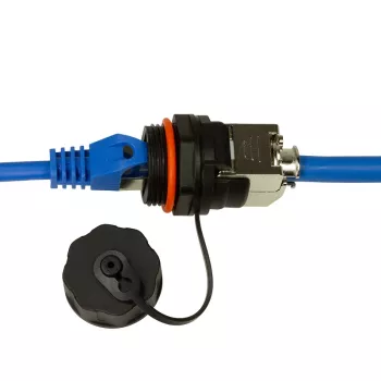LogiLink Professional Cat.6A STP Keystone Jack RJ45, IP68 Industriāls Āra, Bez Instrumentiem, Cinka Liešanas, Melns