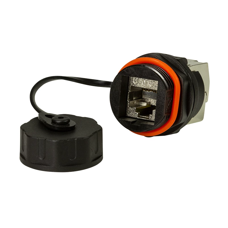 LogiLink Professional Cat.6A STP Keystone Jack RJ45, IP68 Industriāls Āra, Bez Instrumentiem, Cinka Liešanas, Melns