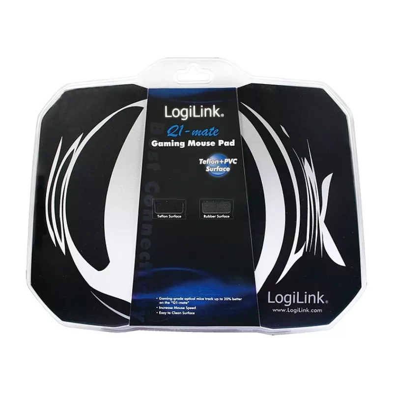 LogiLink Q1 Mate spēļu peles paliktnis XL – mikroausts audums, neslīdoša gumijas pamatne, sašūtas malas, melns galda paklājiņš