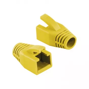 Logilink RJ45 Modular Plug kabeļa aizsarguzmava 8mm dzeltena – pret aizķeršanos spriedzes mazināšanas uzmava (50 gab.)