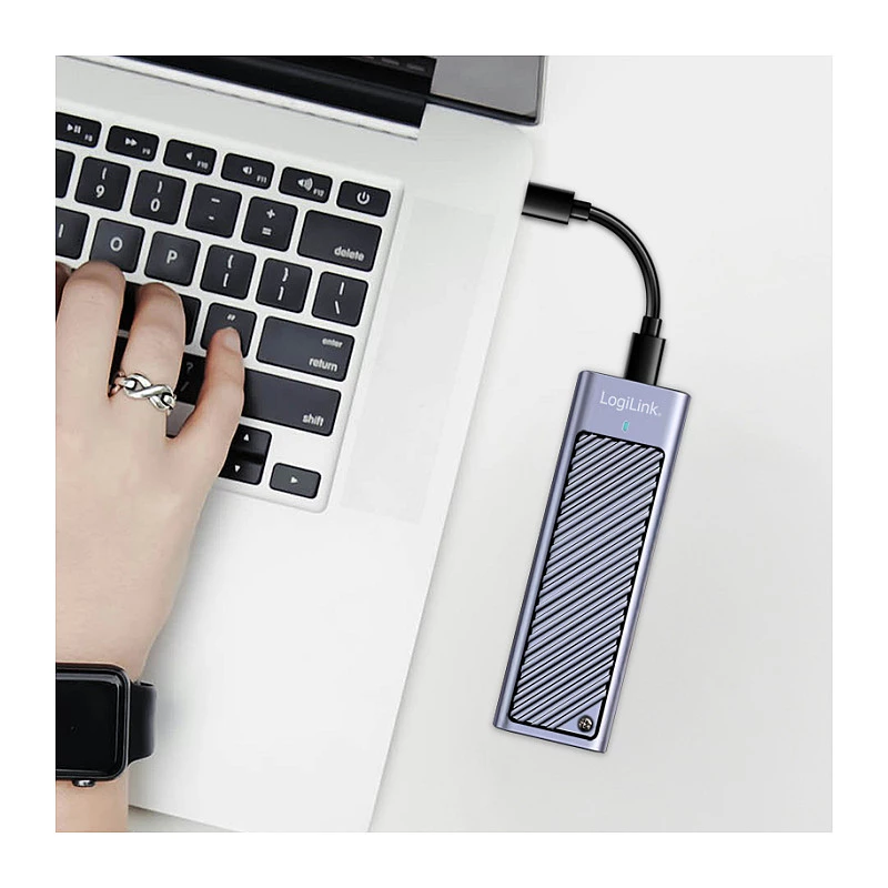 LogiLink UA0435 USB 3.2 Gen 2x2 SSD korpuss, M.2 NVMe/SATA, USB-C, 20 Gbps, pelēks