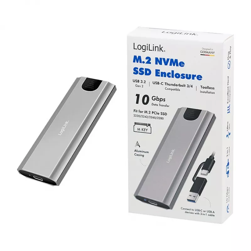 LogiLink UA0439 USB 3.2 Gen 2 SSD korpuss USB-C uz PCIe NVMe