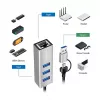 Logilink UA0440 USB 3.2 Gen 1 3 portu centrmezgls ar gigabitu Ethernet adapteri, USB-C un USB-A savienojums, alumīnija