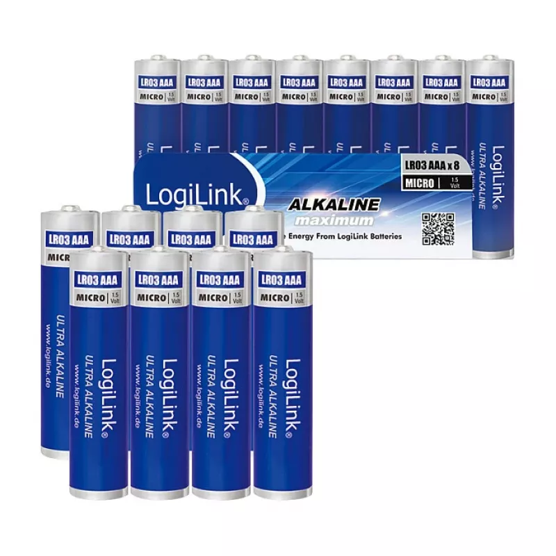 LogiLink Ultra Power sārma AAA baterijas, 8 gab., 1.5V, ilgstoša jauda, bez dzīvsudraba
