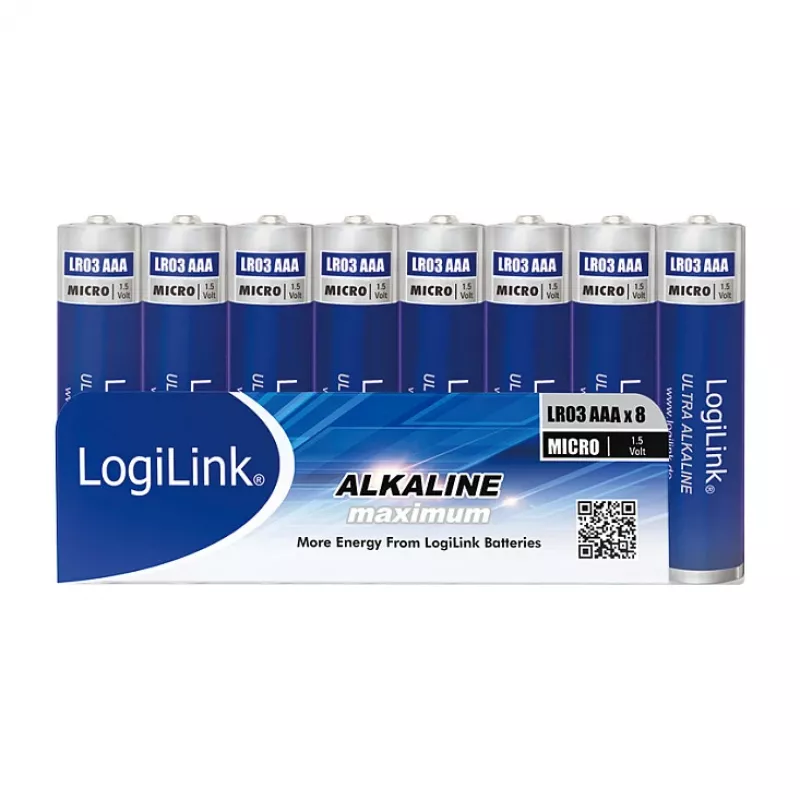 LogiLink Ultra Power sārma AAA baterijas, 8 gab., 1.5V, ilgstoša jauda, bez dzīvsudraba