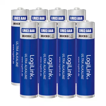 LogiLink Ultra Power sārma AAA baterijas, 8 gab., 1.5V, ilgstoša jauda, bez dzīvsudraba