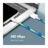 LogiLink USB 2.0 Type-C kabelis, A/M līdz C/M, 480 Mbps, 60W, neilons, zaļš, 0,5 m