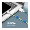 LogiLink USB 2.0 Type-C kabelis, A/M līdz C/M, 480 Mbps, 60W, neilons, dzeltens, 0,5 m