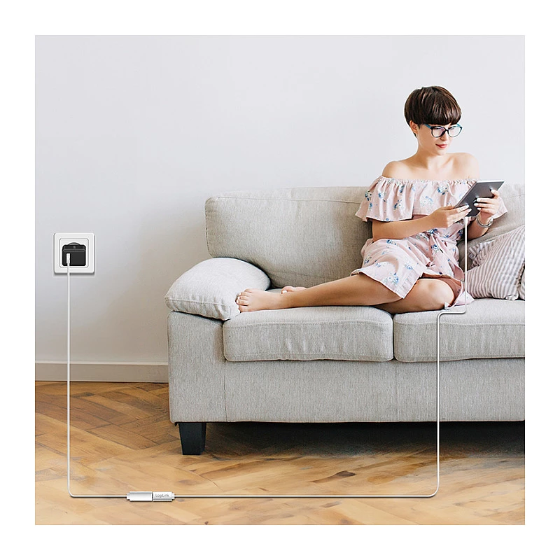 LOGILINK USB 2.0 Type-C pagarinājuma kabelis – USB-C vīrietis uz sievieti, 480 Mbps, 100W Power Delivery, balts, 1m