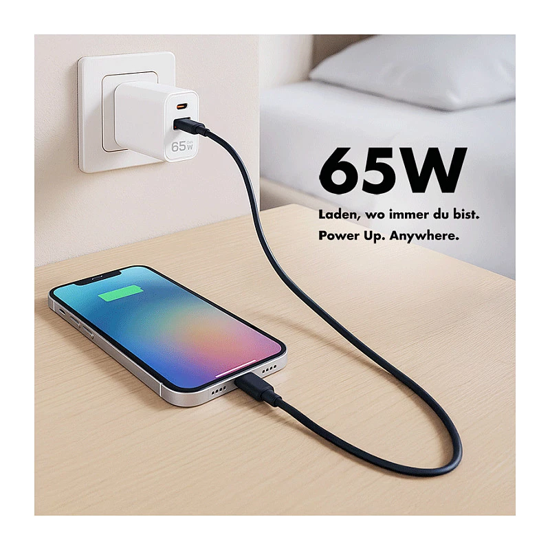 Logilink USB-A/C lādētājs 65 W GaN, 1x USB-A (QC), 1x USB-C (PD), balts