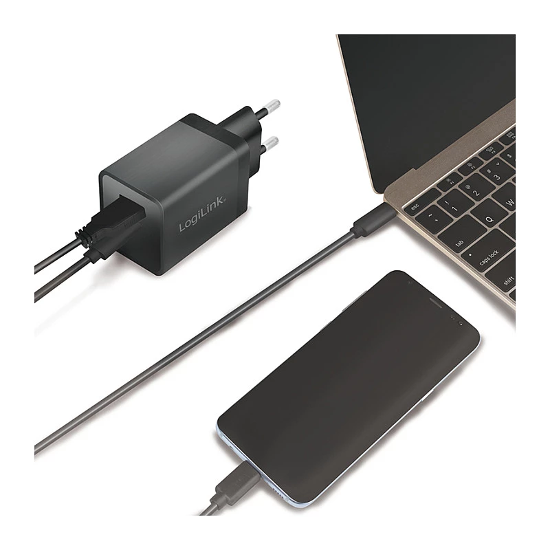 Logilink USB-A/C lādēšanas komplekts, 15 W, katrs 1x USB-A, 1x USB-C, melns