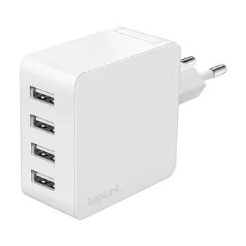 Logilink USB-A lādētājs, 24 W, 4 porti, 4x USB-A, balts