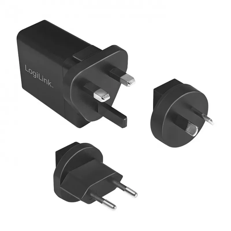 Logilink USB-A ceļojumu lādētājs, 18 W, GaN, 1 pieslēgvieta, 1x USB-A (QC), melns