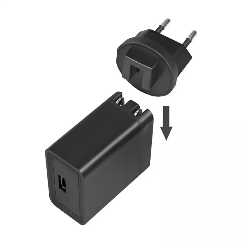 Logilink USB-A ceļojumu lādētājs, 18 W, GaN, 1 pieslēgvieta, 1x USB-A (QC), melns