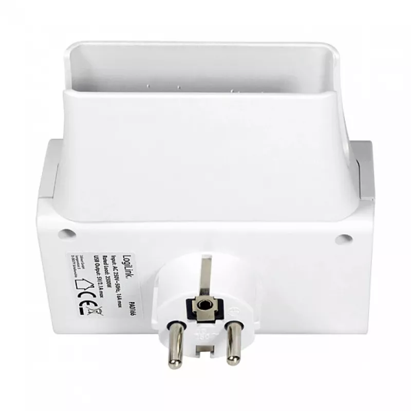 LogiLink USB-A sienas lādētājs 10.5W 2 portiem ar uzlādes turētāju, balts