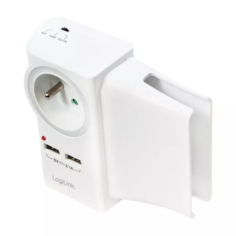 LogiLink USB-A sienas lādētājs 10.5W 2 portiem ar uzlādes turētāju, balts