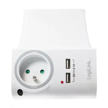 LogiLink USB-A sienas lādētājs 10.5W 2 portiem ar uzlādes turētāju, balts