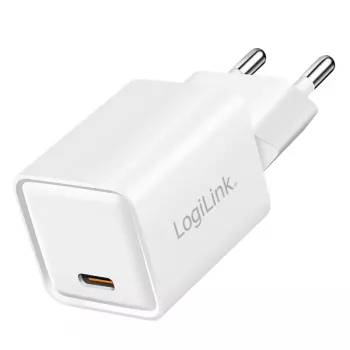 LogiLink USB-C lādētājs 20W GaN, 1 ports, USB Power Delivery, balts