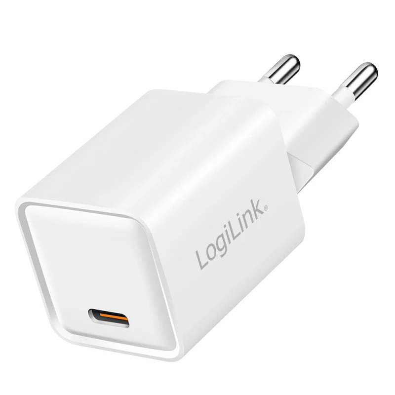 LogiLink USB-C lādētājs 20W GaN, 1 ports, USB Power Delivery, balts