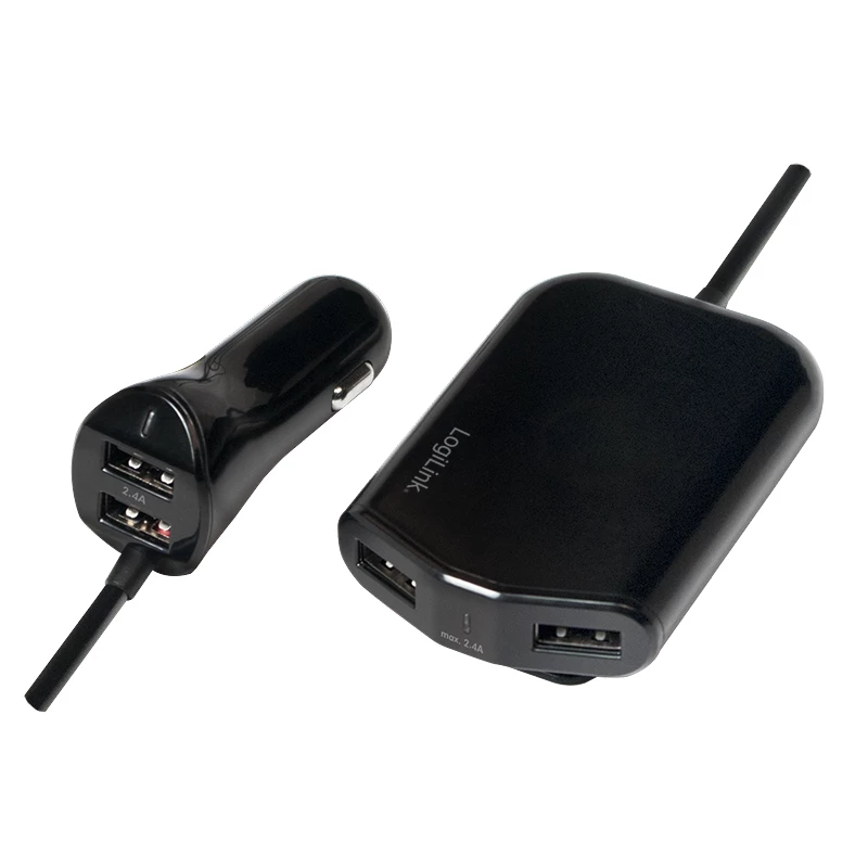 Logilink USB auto lādētājs, 2+2 porti, 24W, melns