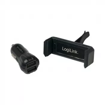 LogiLink USB automašīnas lādētāja komplekts, 2 portu lādētājs + turētājs