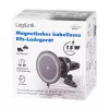 LogiLink bezvadu auto lādētājs ar viedtālruņa turētāju 15W, apaļa forma, Qi, automātiska fiksācija, ventilācijas atvere un piesūceknis, melns