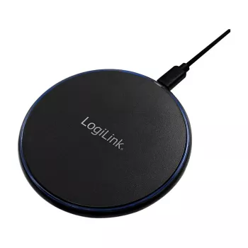 LogiLink bezvadu galda ātrais lādētājs 10 W Qi uzlādes paliktnis melns